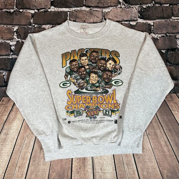 Vintage Green Bay Packers Sweatshirt Medium? Caricature Crewneck Super Bowl Rare - Picture 1 of 14